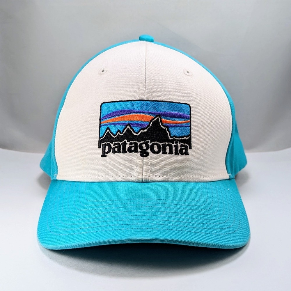 Patagonia P-6 Logo Trucker Snapback Hat Cap Aqua Stone